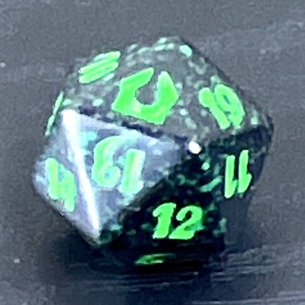 Magic The Gathering Black D20 Spindown Life Counter Die Green Numbers MTG 1pc